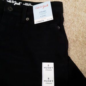 Cat & Jack Boy's 8 Husky Black Jeans, Total Flex